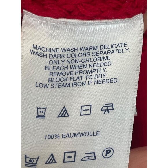 Lands End Drifter Red Cable Knit Sweater S 6-8 100% Cotton Womens Pullover Warm - Picture 3 of 6